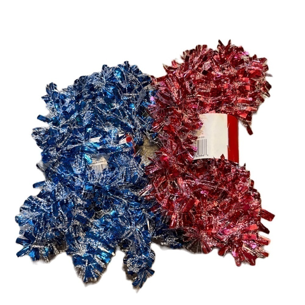 36ft Red & Blue Frosted Garland Christmas Decor NEW Bundle Lot